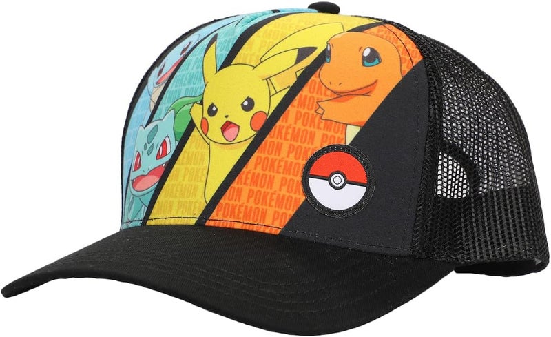 Bio World Pokemon Multicharacter Mesh and Microfiber Youth Baseball Hat Black - Image 1